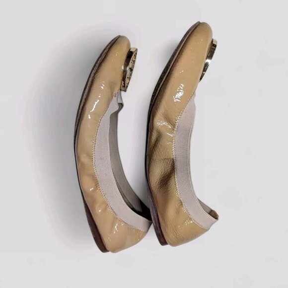 Tory Burch Womens Shoes 8.5 M Caroline Ballet Flats Brown Patent Leather Comfort - Picture 10 of 11